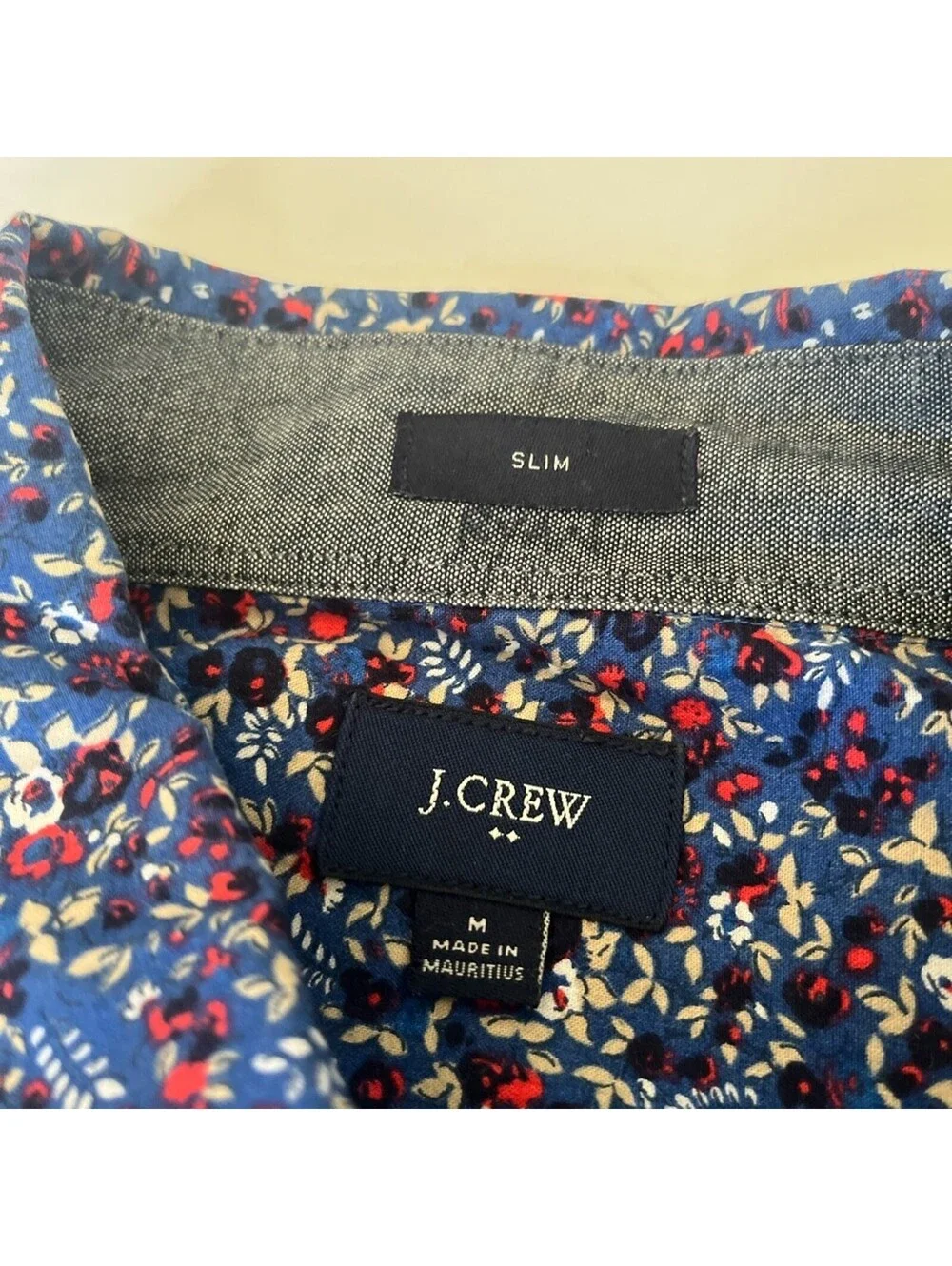 J.Crew Button-Up Patterned Blue Shirt, Medium, Gently Used